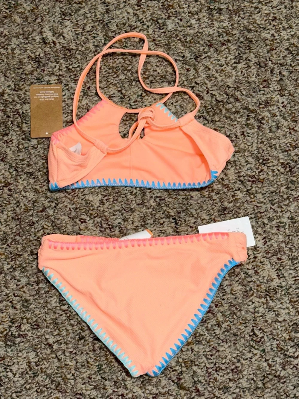 NWT Girls' size 8 swim suit Peach Halter Bikini Two-Piece Swimsuit